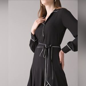 Contrast Trim Godet Dress- White House Black Market